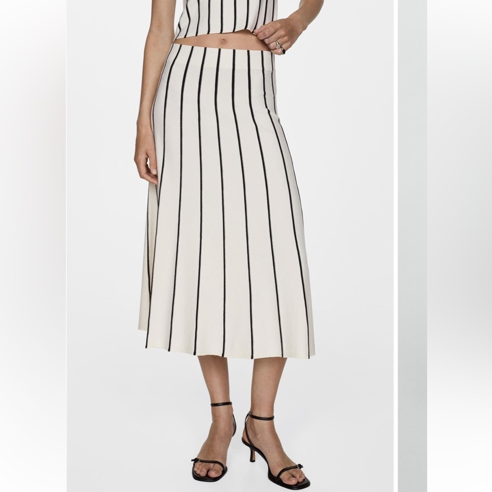 Mango Tatiana Stripe Midi Skirt S